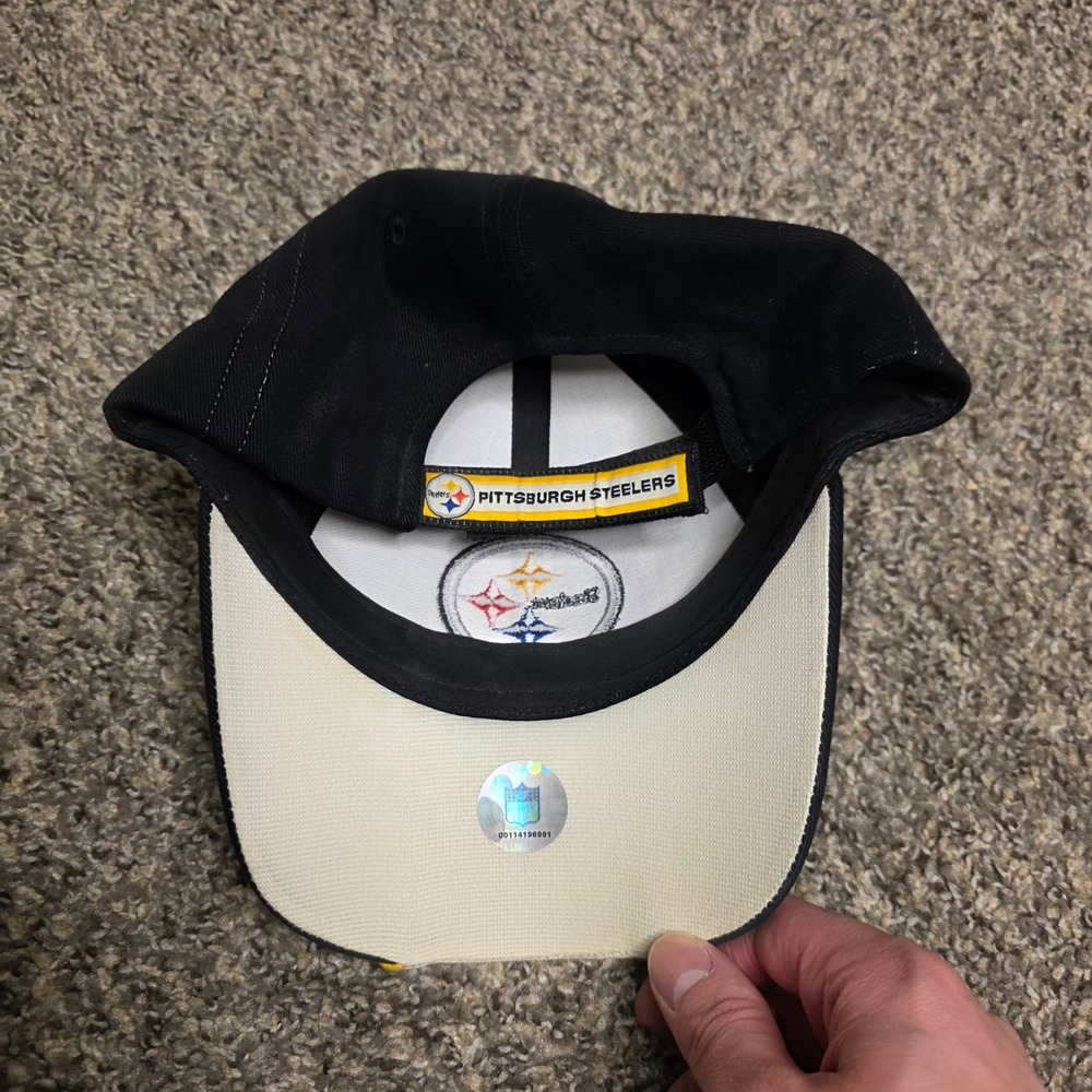 Pittsburgh Steelers NFL Hat Adjustable Baseball Cap Black White Yellow Vintage - Picture 2 of 3